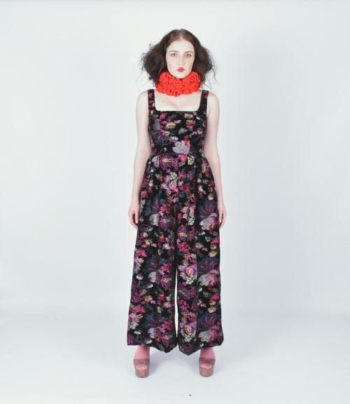 Lotus Jumpsuit | Embroidered Velvet